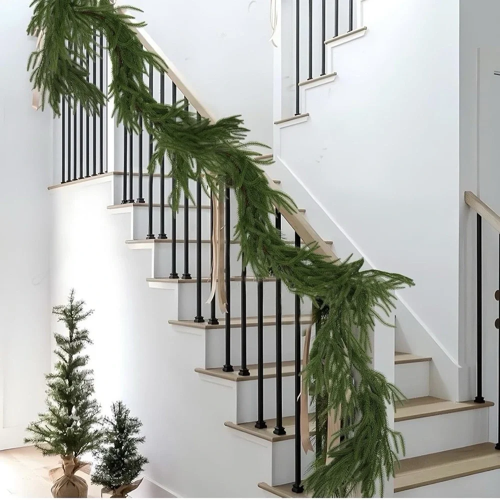 2 Pcs 6ft Realistic Norfolk Pine Christmas Garlands Flexible Decoration Holiday